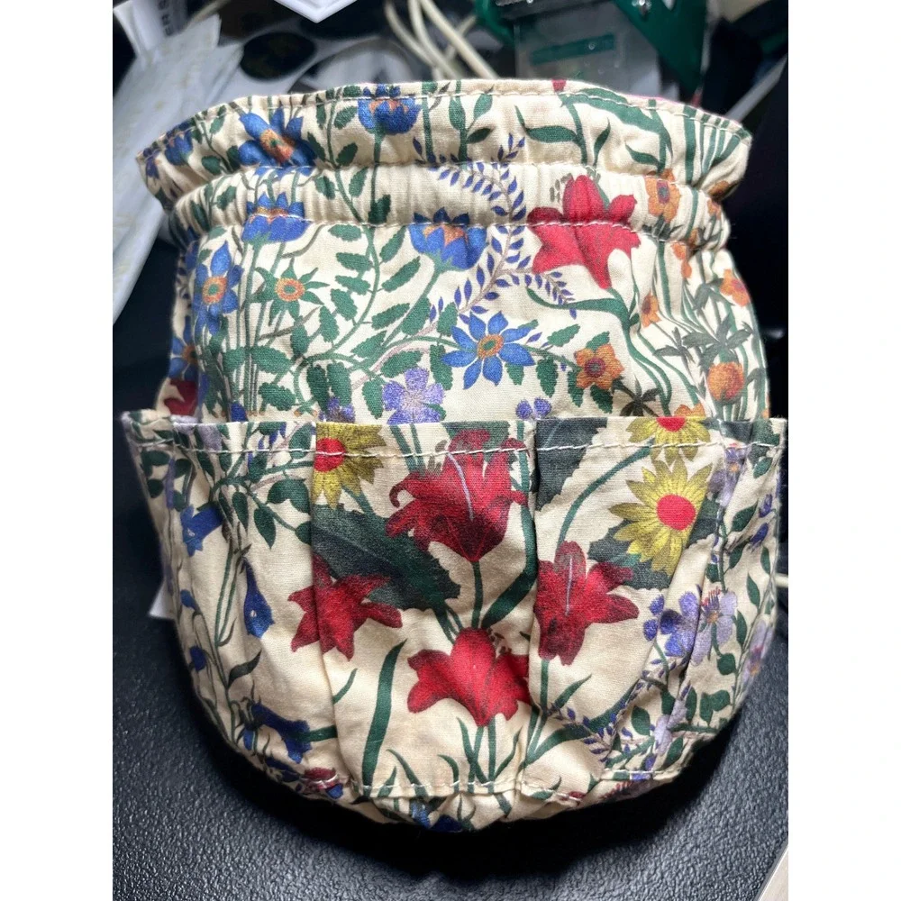 Gucci Beauty Jewelry Pouch Women OS Pink Floral Drawstring Travel Holder Pockets
